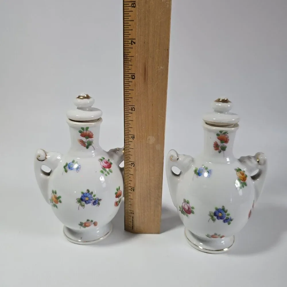 Vintage Floral Mikori Ware Japan Dresser Vanity Perfume Bottles